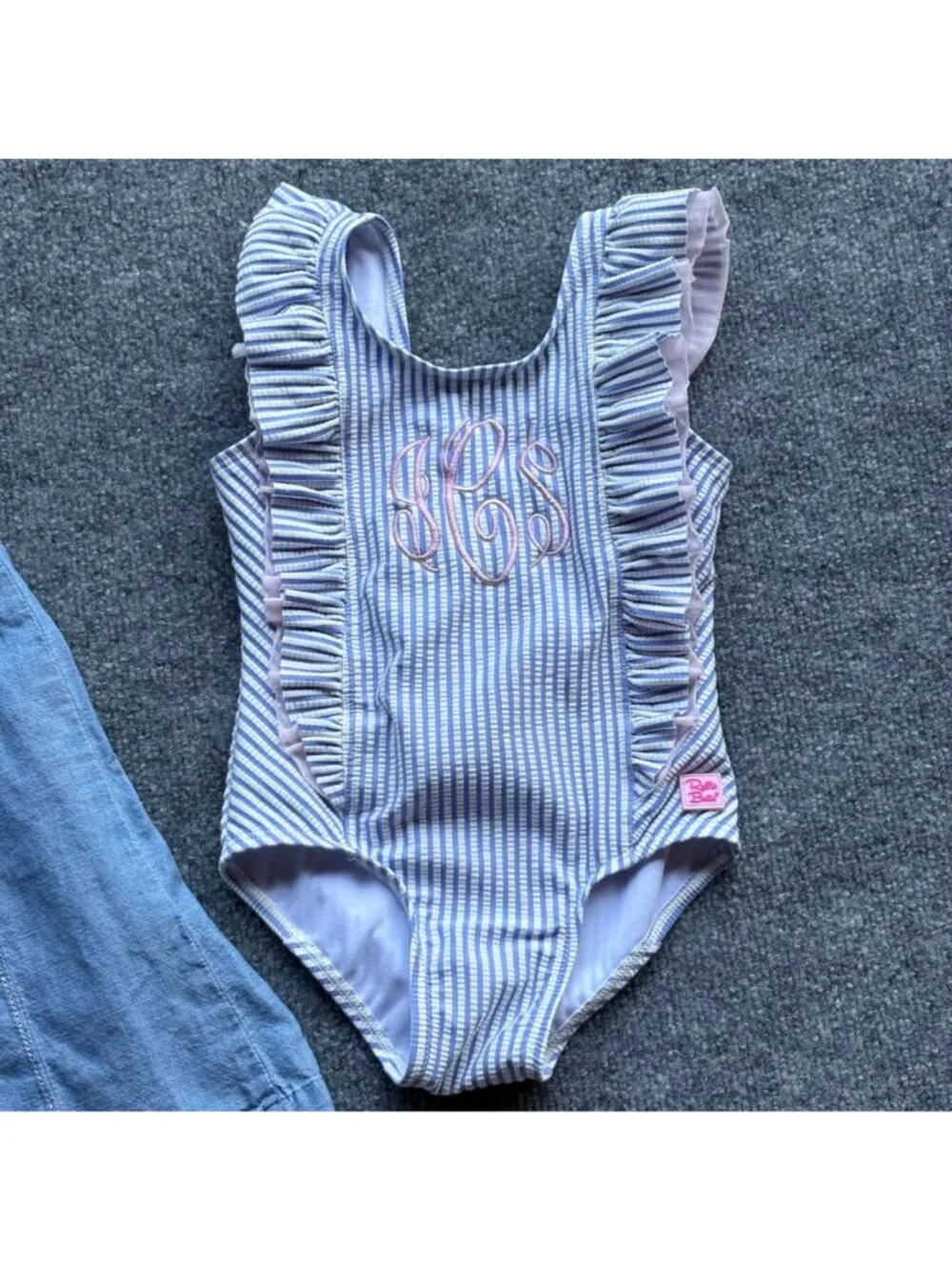 Girls toddlers bundle 3T Denim Sleeveless Dress Striped Ruffle Swimsuit